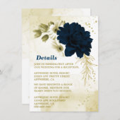 素晴らしいネイビーブルーアイボリー金ゴールド花囲い車 エンクロージャーカード (正面/裏面)