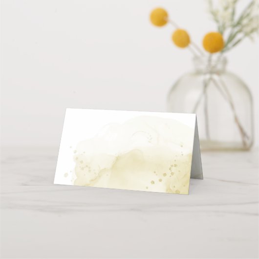 素晴らしいネイビーブルーアイボリー金ゴールド花座席表 プレイスカード (裏面)