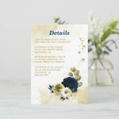 素晴らしいネイビーブルーアイボリー金ゴールド花 エンクロージャーカード (スタンド正面)