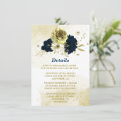 素晴らしいネイビーブルーアイボリー金ゴールド花 エンクロージャーカード (スタンド正面)