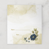 素晴らしいネイビーブルーアイボリー金ゴールド花 プレイスカード (外部開封)