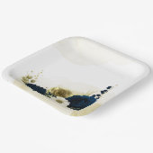 素晴らしいネイビーブルーアイボリー金ゴールド花 ペーパープレート (傾斜あり)