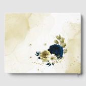 素晴らしいネイビーブルーアイボリー金ゴールド花botanical ゲストブック (裏面)