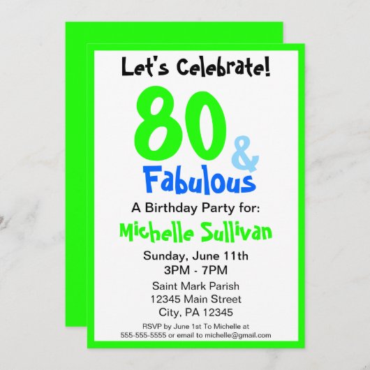 素晴らしいネオン誕生日パーティーの招待 招待状 (正面/裏面)