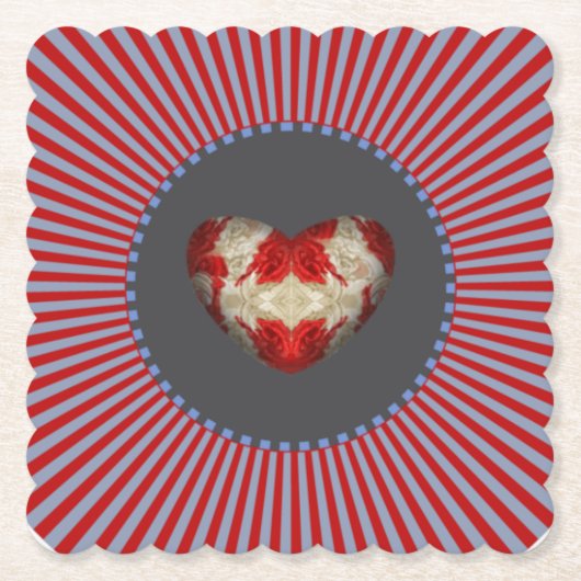 素晴らしいハートコレクション – グレイストライプ ペーパーコースター (正面)