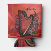 素晴らしいハープとカラフルの花。 缶クーラー (正面)