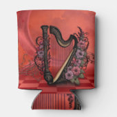 素晴らしいハープとカラフルの花。 缶クーラー (裏面)