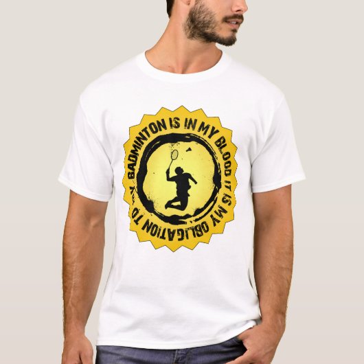 素晴らしいバドミントンのシール Tシャツ (正面)