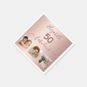 素晴らしいバラ金ゴールド写真の誕生日パーティー スタンダードカクテルナプキン (角)