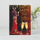 素晴らしいバースデーパーティードレッドグリッターシャンパン 招待状 (スタンド正面)