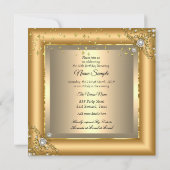 素晴らしいバースデーパーティー金ゴールドシャンパン 招待状 (裏面)