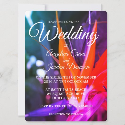 素晴らしいバードオブパラダイス結婚式招待状 招待状 (正面)