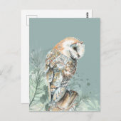 素晴らしいバーンフクロウバードワイルドライフアート ポストカード (正面/裏面)