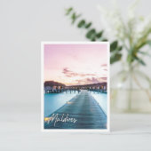 素晴らしいパノラマビーチモルディブ夕日 ポストカード (スタンド正面)