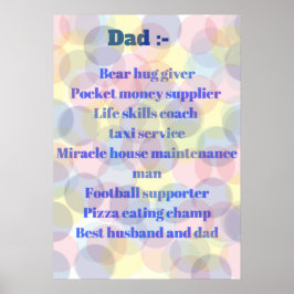 素晴らしいパパ、パパのスキルのリスト ポスター