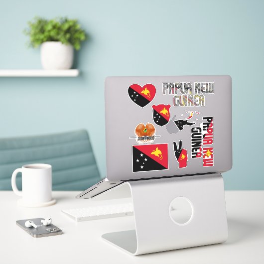 素晴らしいパプアニューギニアが国のシンボルを形作る シール (デスク上のノートパソコン)