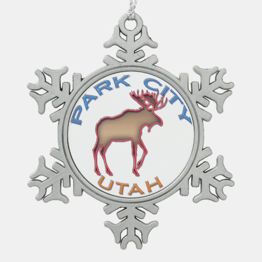 素晴らしいパークシティの雪片のオーナメント スノーフレークピューターオーナメント (正面)