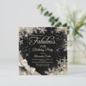 素晴らしいパーティーパールボウベージュブラックスノーフレーク 招待状 (スタンド正面)