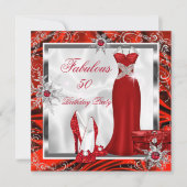 素晴らしいパーティーレッドシルバードレスヒールH7 招待状 (正面)