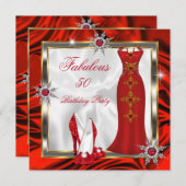 素晴らしいパーティーレッドシルバードレスヒールH8 招待状 (正面/裏面)