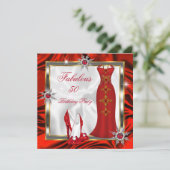 素晴らしいパーティーレッドシルバードレスヒールH8 招待状 (スタンド正面)