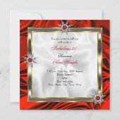 素晴らしいパーティーレッドシルバードレスヒールH8 招待状 (裏面)