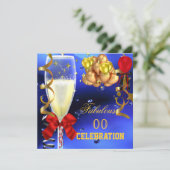 素晴らしいパーティーレッド金ゴールドブルーバースデーパーティー 招待状 (スタンド正面)