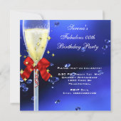 素晴らしいパーティーレッド金ゴールドブルーバースデーパーティー 招待状 (裏面)