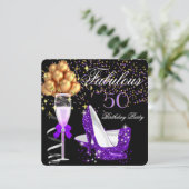 素晴らしいパープルヒール金ゴールドブラックバースデーパーティー 招待状 (スタンド正面)