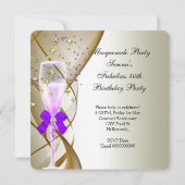 素晴らしいパープル金ゴールドクリームブラックマスカレードパーティー 招待状 (裏面)