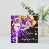 素晴らしいパープル金ゴールドブラックマスカレードパーティー2 招待状 (スタンド正面)