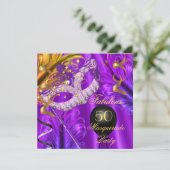 素晴らしいパープル金ゴールド仮装バースデーパーティー 招待状 (スタンド正面)