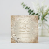 素晴らしいパールボウベージュクリーム金ゴールドスノーフレーク 招待状 (スタンド正面)