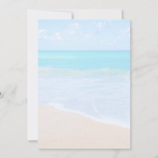 素晴らしいビーチトロピカルシーンフォトウェディング招待 招待状 (裏面)