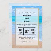 素晴らしいビーチトロピカルシーンフォトウェディング招待 招待状 (正面/裏面)