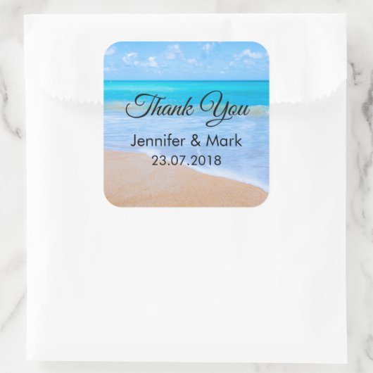 素晴らしいビーチトロピカルシーン写真ありがとう スクエアシール (バッグ)