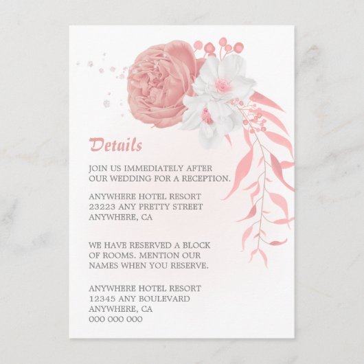 素晴らしいピンクと白のフローラ詳細 エンクロージャーカード (正面)
