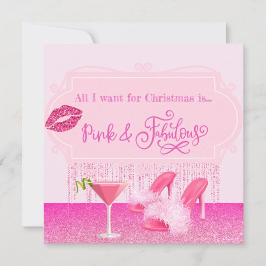 素晴らしいピンクのクリスマスグラマガーリーラス シーズンカード (正面)