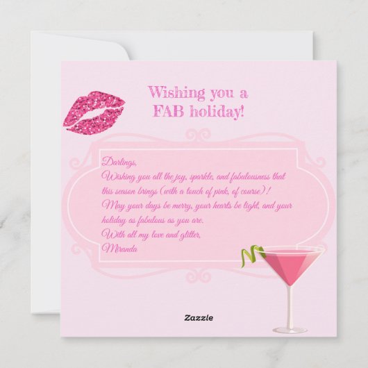 素晴らしいピンクのクリスマスグラマガーリーラス シーズンカード (裏面)