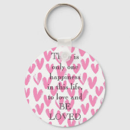 素晴らしいピンクのハートと愛の引用文 キーホルダー