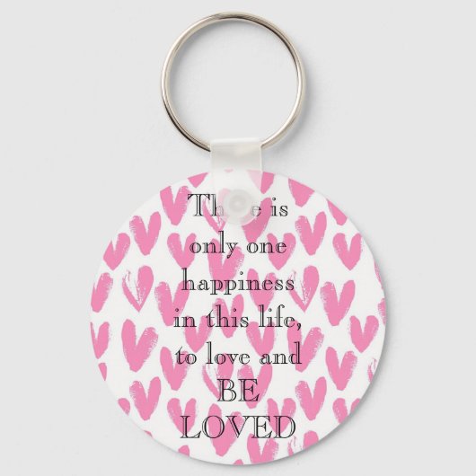 素晴らしいピンクのハートと愛の引用文 キーホルダー (正面)