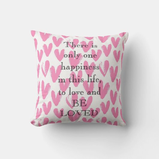 素晴らしいピンクのハートと愛の引用文 クッション (正面)