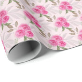 素晴らしいピンクのバラの水の色のパターン ラッピングペーパー (ロールコーナー)
