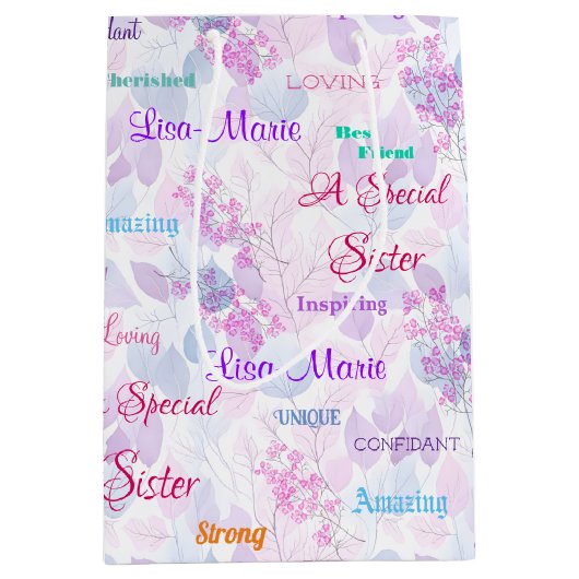 素晴らしいピンクのフローラスペシャルシスター ミディアムペーパーバッグ (正面)