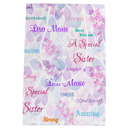 素晴らしいピンクのフローラスペシャルシスター ミディアムペーパーバッグ (裏面)