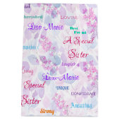 素晴らしいピンクのフローラスペシャルシスター ミディアムペーパーバッグ (裏面)