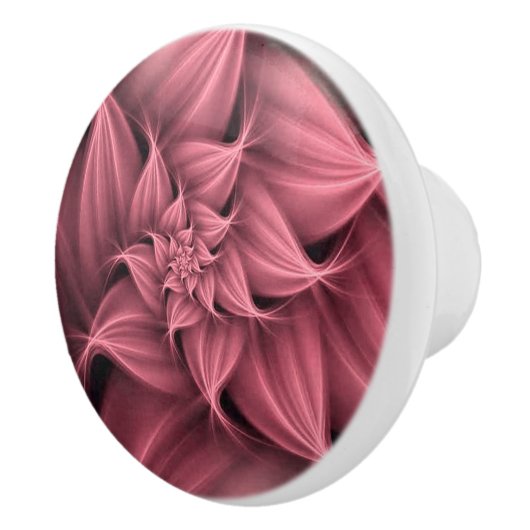 素晴らしいピンクの花のフラクタル セラミックノブ (右)