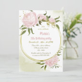 素晴らしいピンクの花金ゴールドリースパーティー 招待状 (スタンド正面)