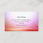 素晴らしいピンクの薄紫グラデーション革新的に曲がった装飾 名刺 (裏面)
