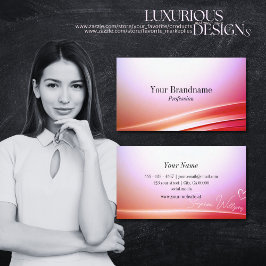 素晴らしいピンクの薄紫グラデーション革新的に曲がった装飾 名刺